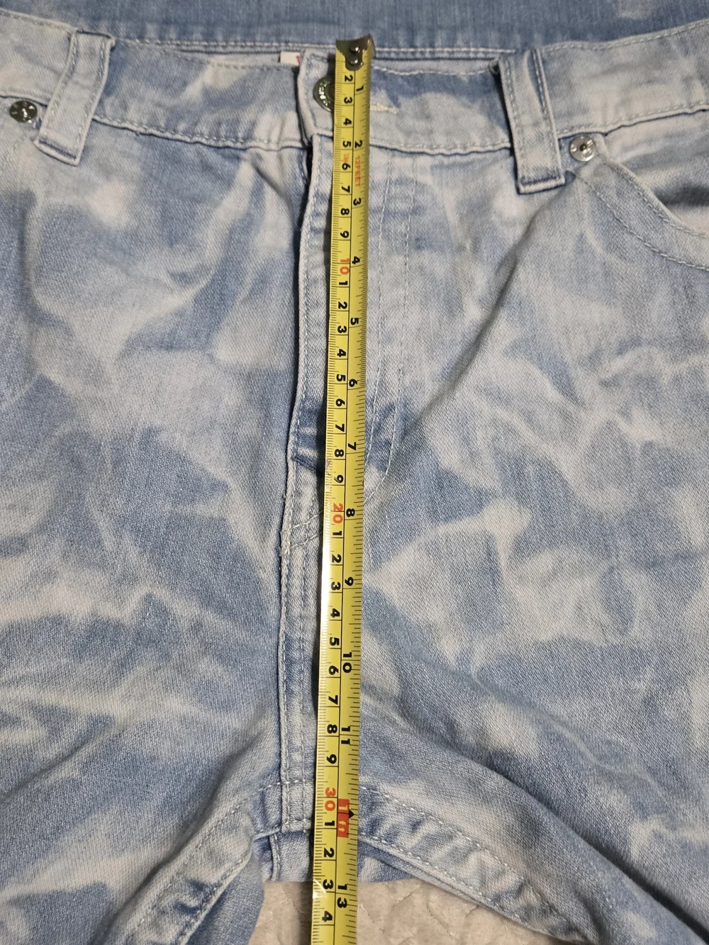 True Religion Ricky Cut Off Blue Jean Shorts Men's 44 Relaxed Straight